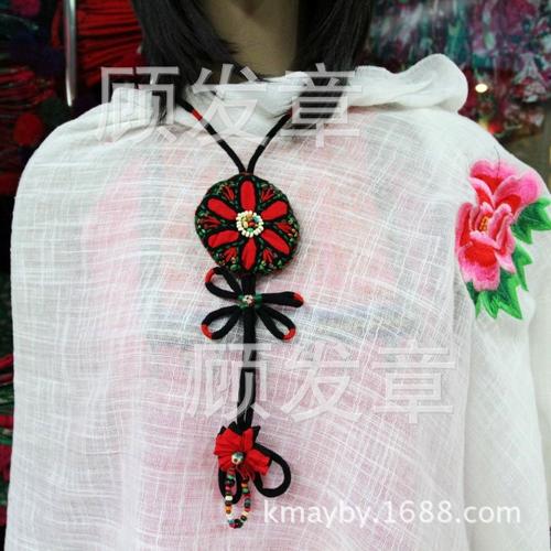 廠家批發(fā) 民族風(fēng)特色布藝 盤扣項(xiàng)鏈 女式精品首飾 時(shí)尚手工飾品
